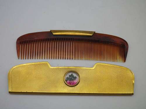 Vintage Powder Compact, Lipstick Holder & Comb Set Kigu London In Original Box