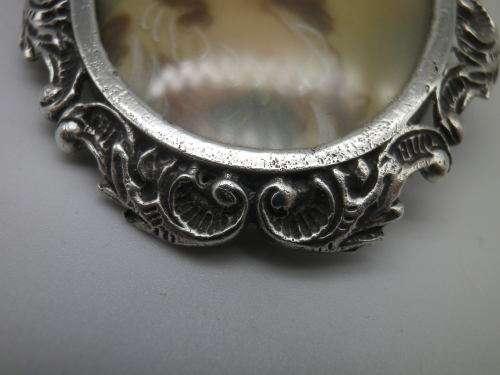 Hallmarked Sterling Silver pendant or brooch with Hand painted Portrait 5 cm x 4cm