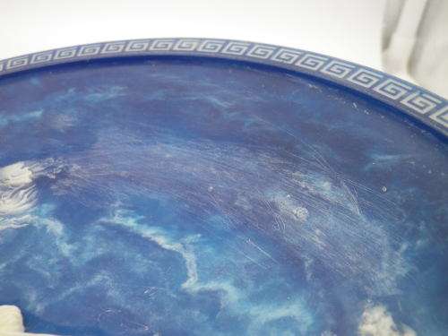 `The Voyage of Ulysses` Display Plate. Lapis Blue Incolay Cameo Stone USA  Art by Brunettin