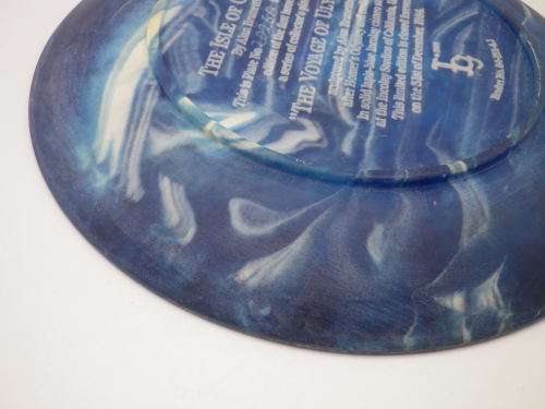 `The Voyage of Ulysses` Display Plate. Lapis Blue Incolay Cameo Stone USA  Art by Brunettin
