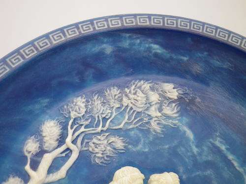 `The Voyage of Ulysses` Display Plate. Lapis Blue Incolay Cameo Stone USA  Art by Brunettin
