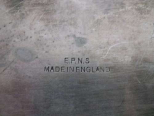 ART DECO Silver Plated Tray. Engine Turned. EPNS made in England. Bakelite handles 43 x 30 cm