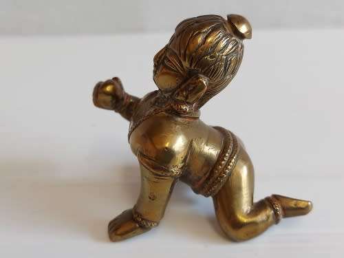 VINTAGE BRASS HINDU BABY KRISHNA (LADDU GOPAL) FIGURINE. 6.5 x 6 cm. UNUSUAL!