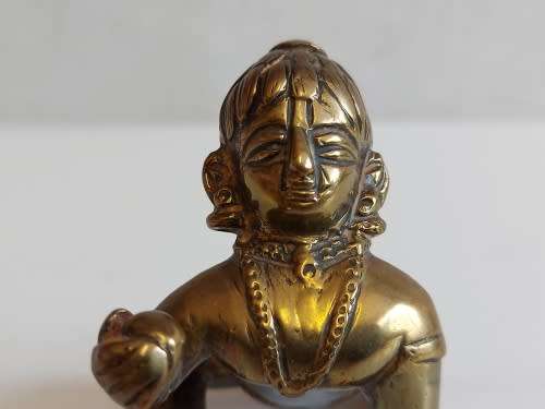 VINTAGE BRASS HINDU BABY KRISHNA (LADDU GOPAL) FIGURINE. 6.5 x 6 cm. UNUSUAL!