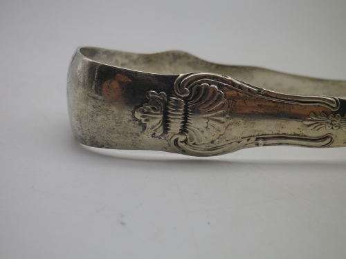 Antique Hallmarked SILVER large Sugar tongs 1883 Edinburgh QUEENS PATTERN 13.5cm 51 grms