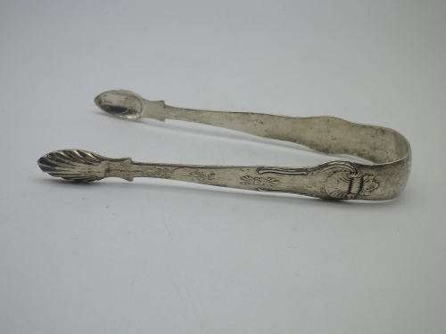 Antique Hallmarked SILVER large Sugar tongs 1883 Edinburgh QUEENS PATTERN 13.5cm 51 grms