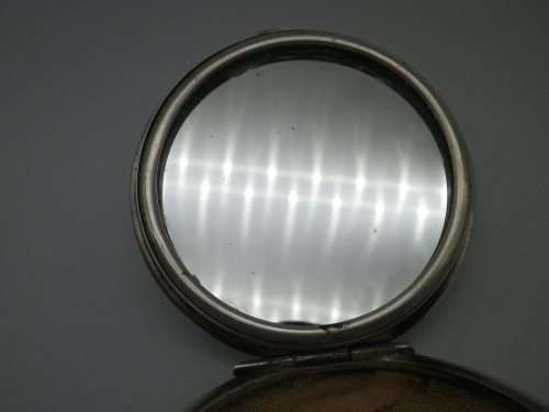 Russian USSR c1930s silver compact. Catherine the Great original powder cloth & mirror RARE!
