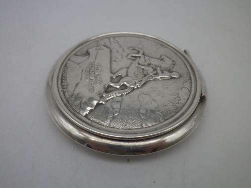 Russian USSR c1930s silver compact. Catherine the Great original powder cloth & mirror RARE!