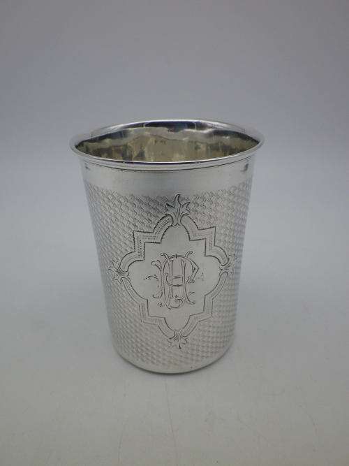 Antique AUSTRIAN or Austro Hungarian SILVER beaker. Fine Quality 74 grms.  8.5 cm tall