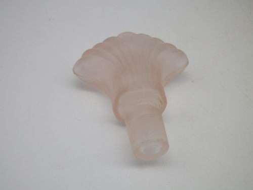 Art Deco Style Dusky Pink Glass Perfume Bottle. 11cm tall. No damage. Charming!
