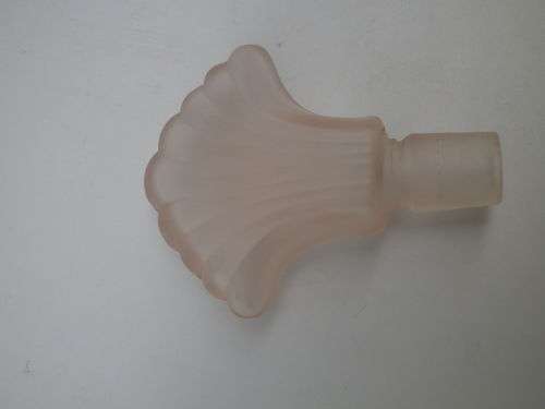 Art Deco Style Dusky Pink Glass Perfume Bottle. 11cm tall. No damage. Charming!