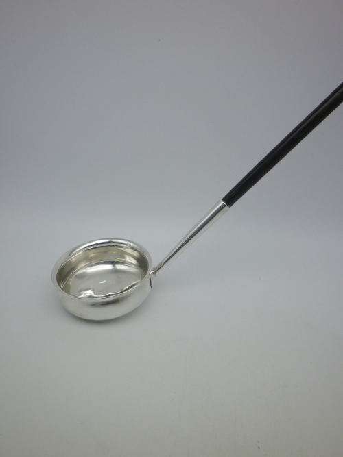 Georgian 1823 Hallmarked Silver Toddy ladle Turned wooden handle. Glasgow, Philip Grierson, 1823