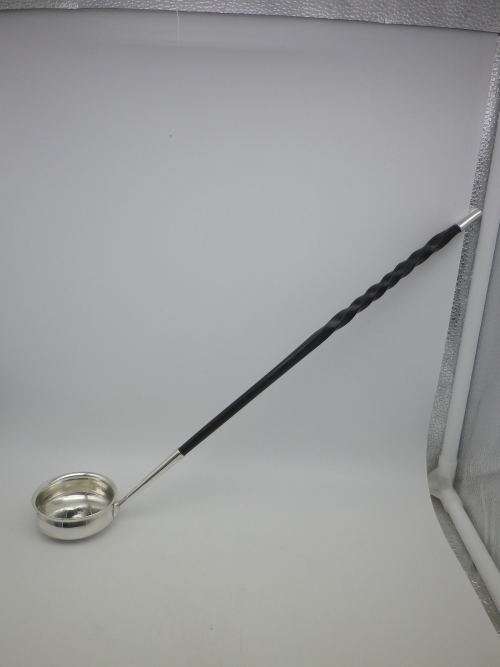 Georgian 1823 Hallmarked Silver Toddy ladle Turned wooden handle. Glasgow, Philip Grierson, 1823