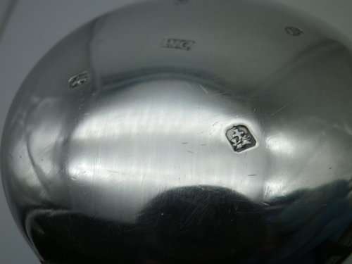 Georgian 1823 Hallmarked Silver Toddy ladle Turned wooden handle. Glasgow, Philip Grierson, 1823
