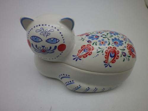 `CHEEKY CAT` LIDDED TRINKET BOX RARE Elizabeth Arden ORIENT EXPRESS DESIGN