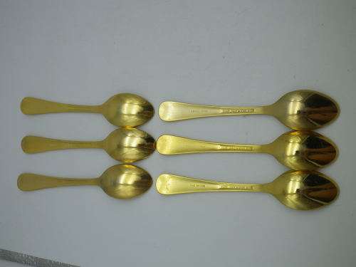 FOR JENNY ONLY PLEASE!! TWELVE 24ct Gold Plated Teaspoons with handpainted SA wild Flowers.