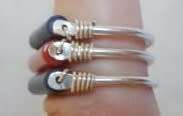 Set of three Lapis Lazuli & Jasper Sterling Silver Vintage Rings- Size J. 5g