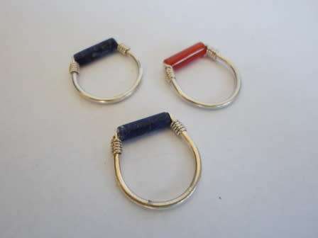 Set of three Lapis Lazuli & Jasper Sterling Silver Vintage Rings- Size J. 5g