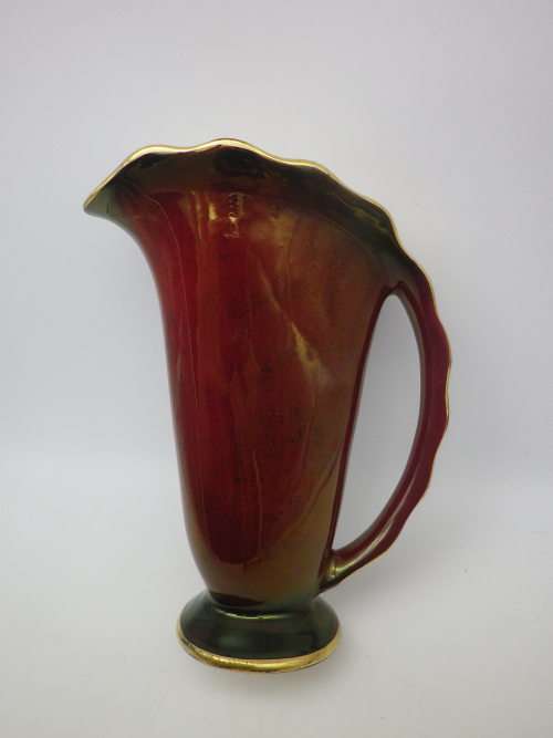 Crown Devon Red Lustreware Decorative Jug Vase.