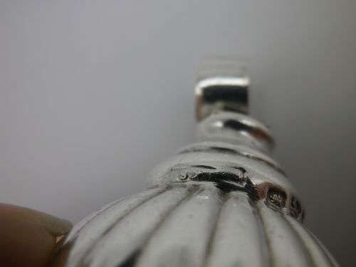 CHESTER 1899 ANTIQUE HALLMARKED STERLING SILVER baby`s rattle teether bell. 14grms 4.5 x 2.5 cm RARE