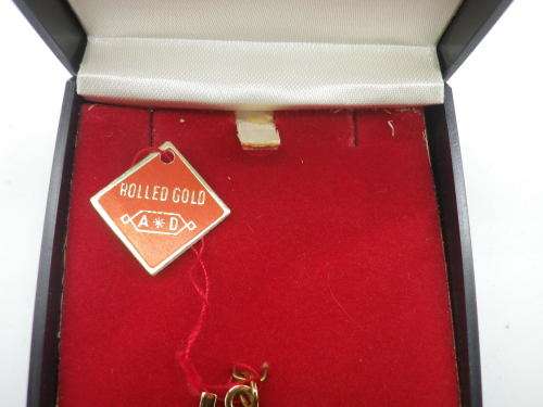 FAITH, HOPE and LOVE Rolled Gold Dainty Pendant. Designer Stamped. Original Box