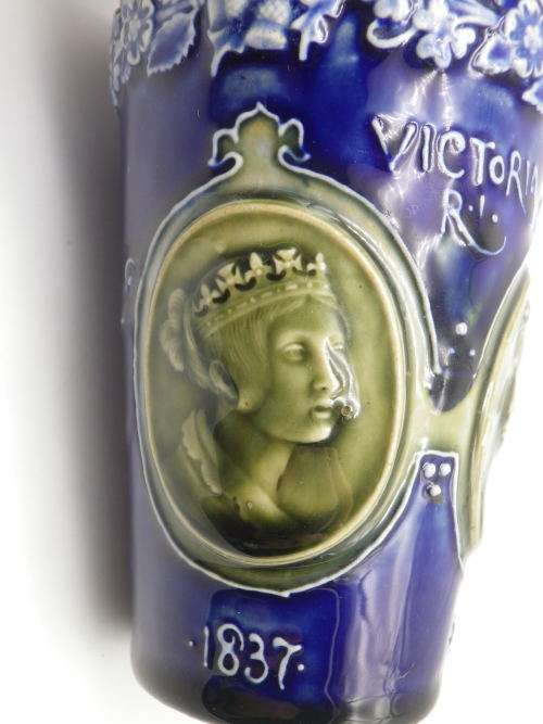 Doulton Lambeth c1897 Antique Queen Victoria Diamond Jubilee Tapered Beaker  No:7500 Rare