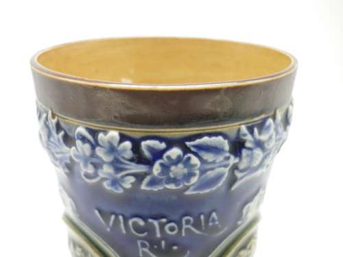 Doulton Lambeth c1897 Antique Queen Victoria Diamond Jubilee Tapered Beaker  No:7500 Rare