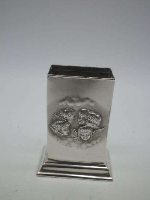 ANTIQUE Hallmarked silver Matchbox holder. BIRMINGHAM 1904  REYNOLDS ANGELS DESIGN 16.13g