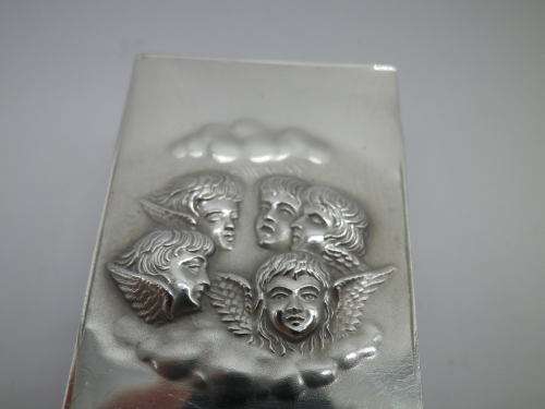 ANTIQUE Hallmarked silver Matchbox holder. BIRMINGHAM 1904  REYNOLDS ANGELS DESIGN 16.13g