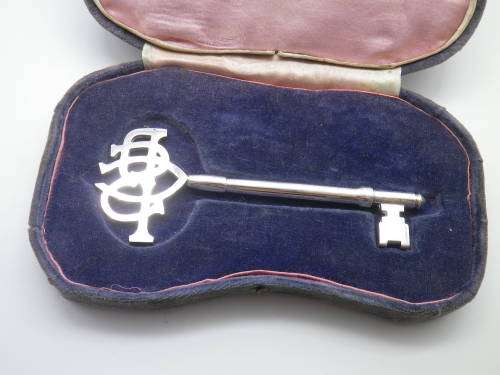 Boxed Silver Presentation Key. British Governor Sir Herbert J Stanley GCMG Ceylon 1928