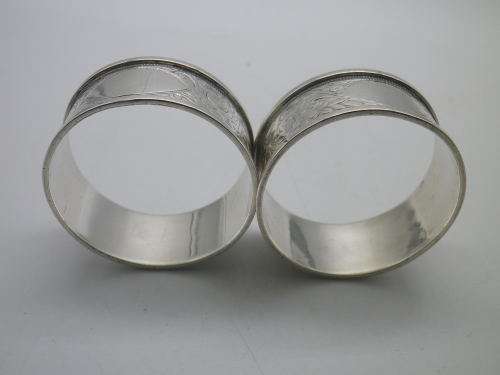 Pair Antique Hallmarked Sterling Silver Napkin Rings 34.1 gm Birmingham1899/1900 John Edward Wilmot