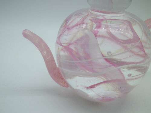 Teapot shaped Glass Paper weight Selkirk, Scotland