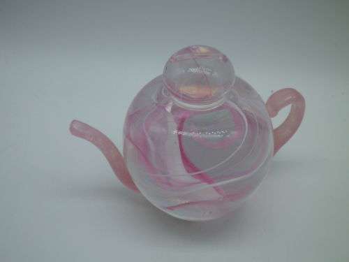 Teapot shaped Glass Paper weight Selkirk, Scotland