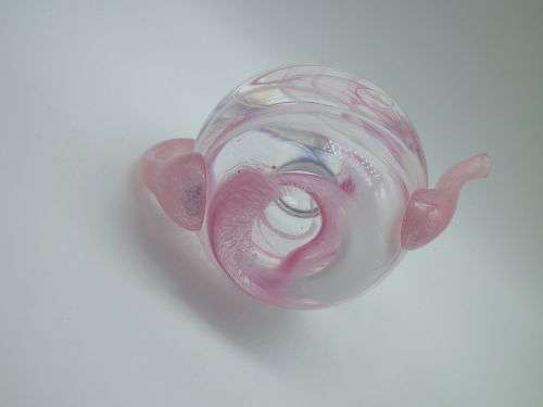 Teapot shaped Glass Paper weight Selkirk, Scotland