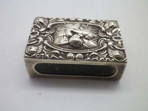 Antique Hallmarked Silver Art Nouveau Matchbox holder Levi and Salaman Birmingham 1904/5 12.5g