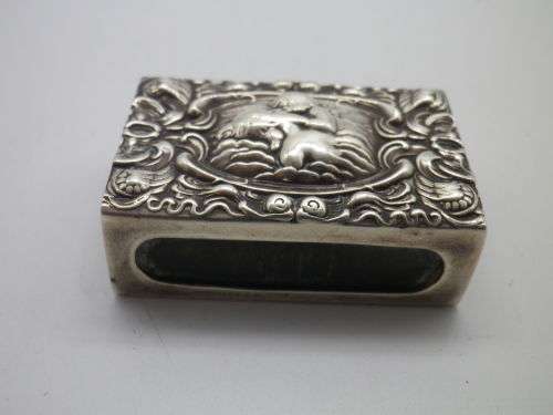 Antique Hallmarked Silver Art Nouveau Matchbox holder Levi and Salaman Birmingham 1904/5 12.5g