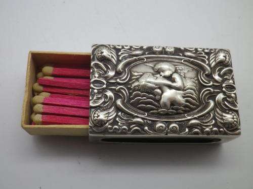 Antique Hallmarked Silver Art Nouveau Matchbox holder Levi and Salaman Birmingham 1904/5 12.5g