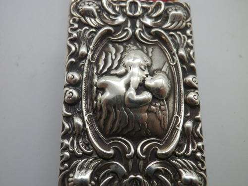 Antique Hallmarked Silver Art Nouveau Matchbox holder Levi and Salaman Birmingham 1904/5 12.5g