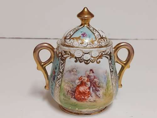 ANTIQUE 1865 - 1911 VON SCHIERHOLZ GERMANY twin handle lidded sugar bowl. Rare!!