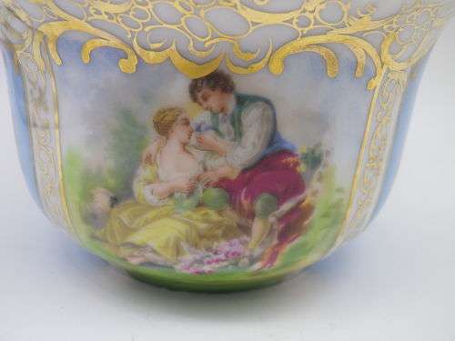 ANTIQUE 1865 - 1911 VON SCHIERHOLZ GERMANY PORCELAIN LARGE SUGAR BOWL. RARE