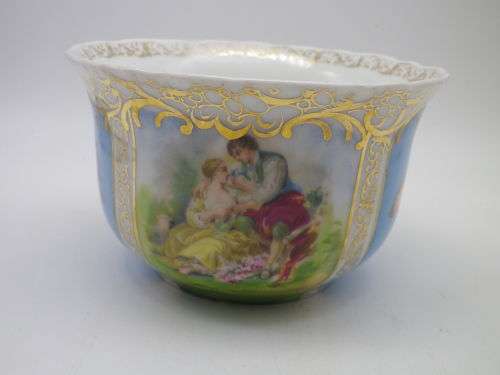 ANTIQUE 1865 - 1911 VON SCHIERHOLZ GERMANY PORCELAIN LARGE SUGAR BOWL. RARE