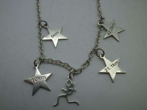 Sterling Silver LADY MARATHON RUNNER Bracelet, with stars for 5, 10, 21 and 42.2km. SPECIAL
