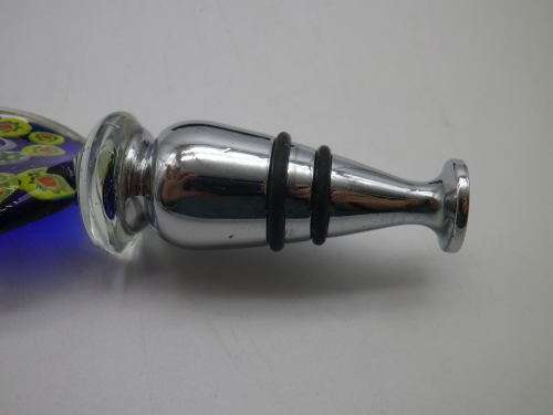 Wine bottle stopper, Millefiori Murano Style Glass and Stainless Steel . Boxed