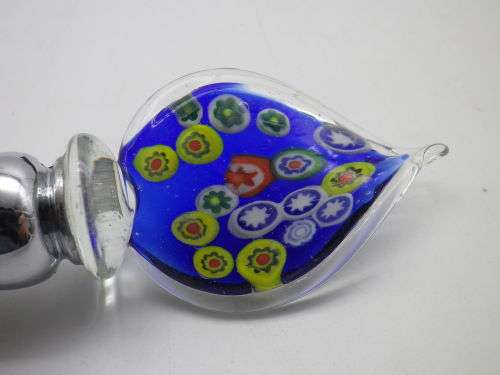 Wine bottle stopper, Millefiori Murano Style Glass and Stainless Steel . Boxed