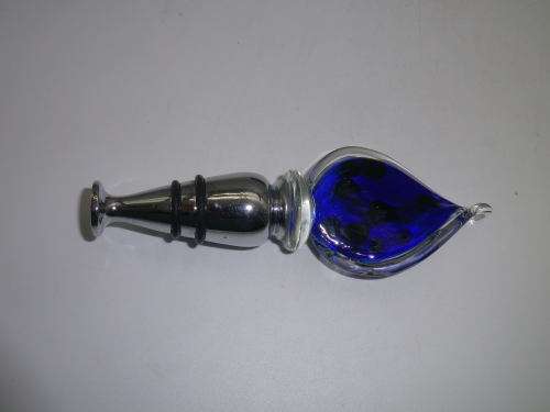 Wine bottle stopper, Millefiori Murano Style Glass and Stainless Steel . Boxed