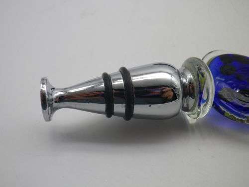 Wine bottle stopper, Millefiori Murano Style Glass and Stainless Steel . Boxed