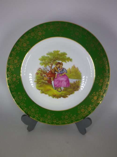 LIMOGES, France Display plate. Fragonard Courting couple