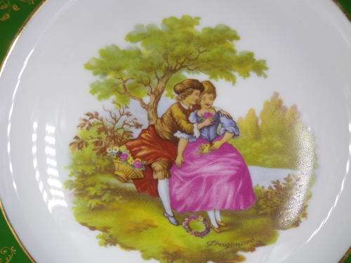 LIMOGES, France Display plate. Fragonard Courting couple
