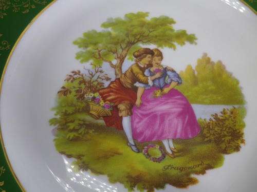 LIMOGES, France Display plate. Fragonard Courting couple
