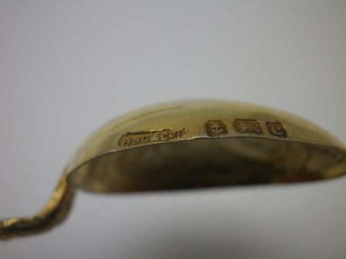 Antique Edwardian gilt silver anointing spoons Birmingham 1902 HJ Cooper and Co 42 grms
